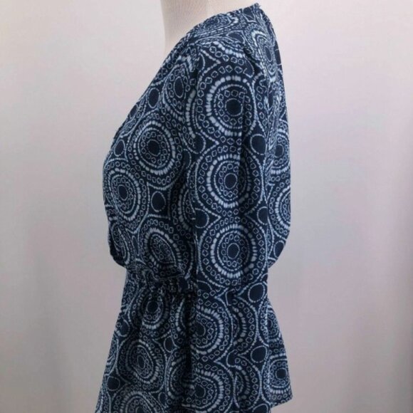 Michael Kors Blue White Medallion Print Blouse - Picture 4 of 5